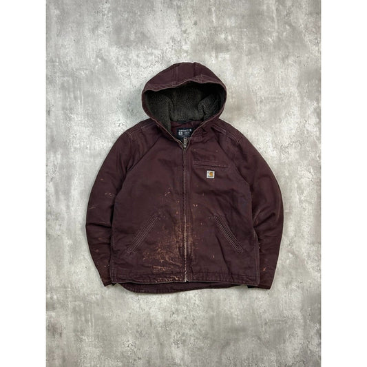 Vintage Carhartt Fleece Lined Canvas Workwear Hooded Detroit Jacket Women's Med