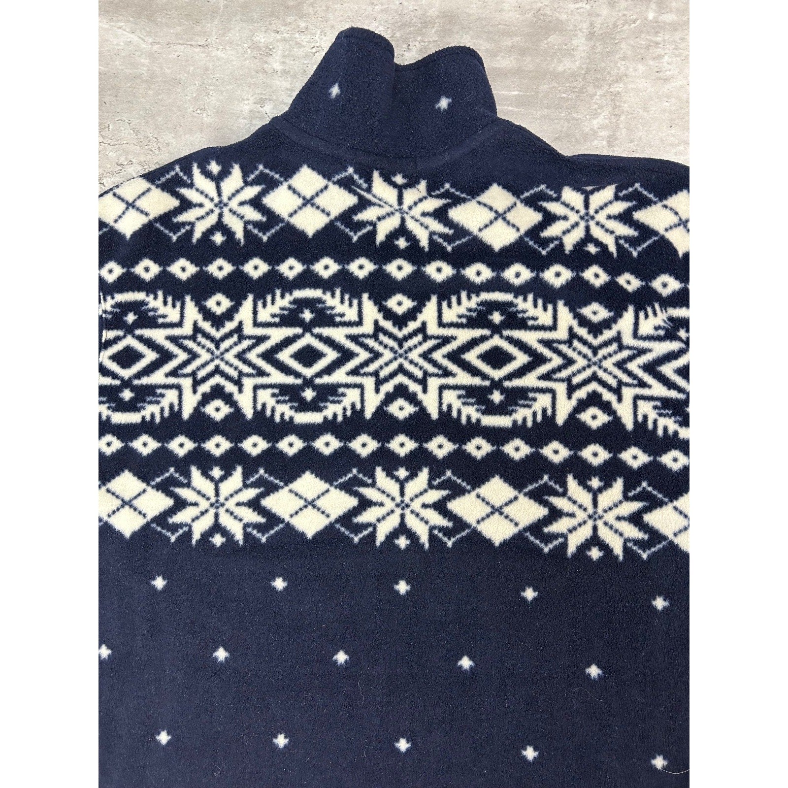 Vintage 90s Snowflake Abstract Striped 1/4 Zip Fleece Sweatshirt Size Large