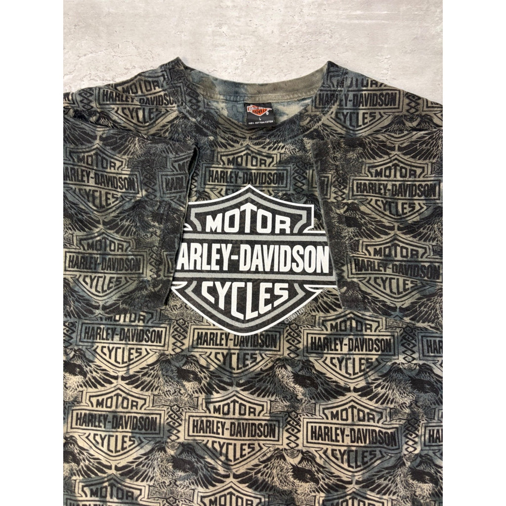 Vintage 1999 Harley Davidson Classic Logo All Over Print T-Shirt Size Large