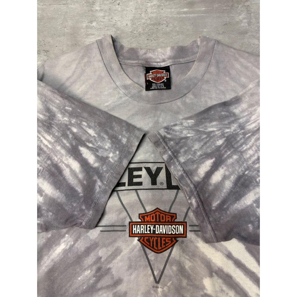 Vintage 1998 Harley Davidson Bald Eagle Graphic Tye Dye T-Shirt Size Large