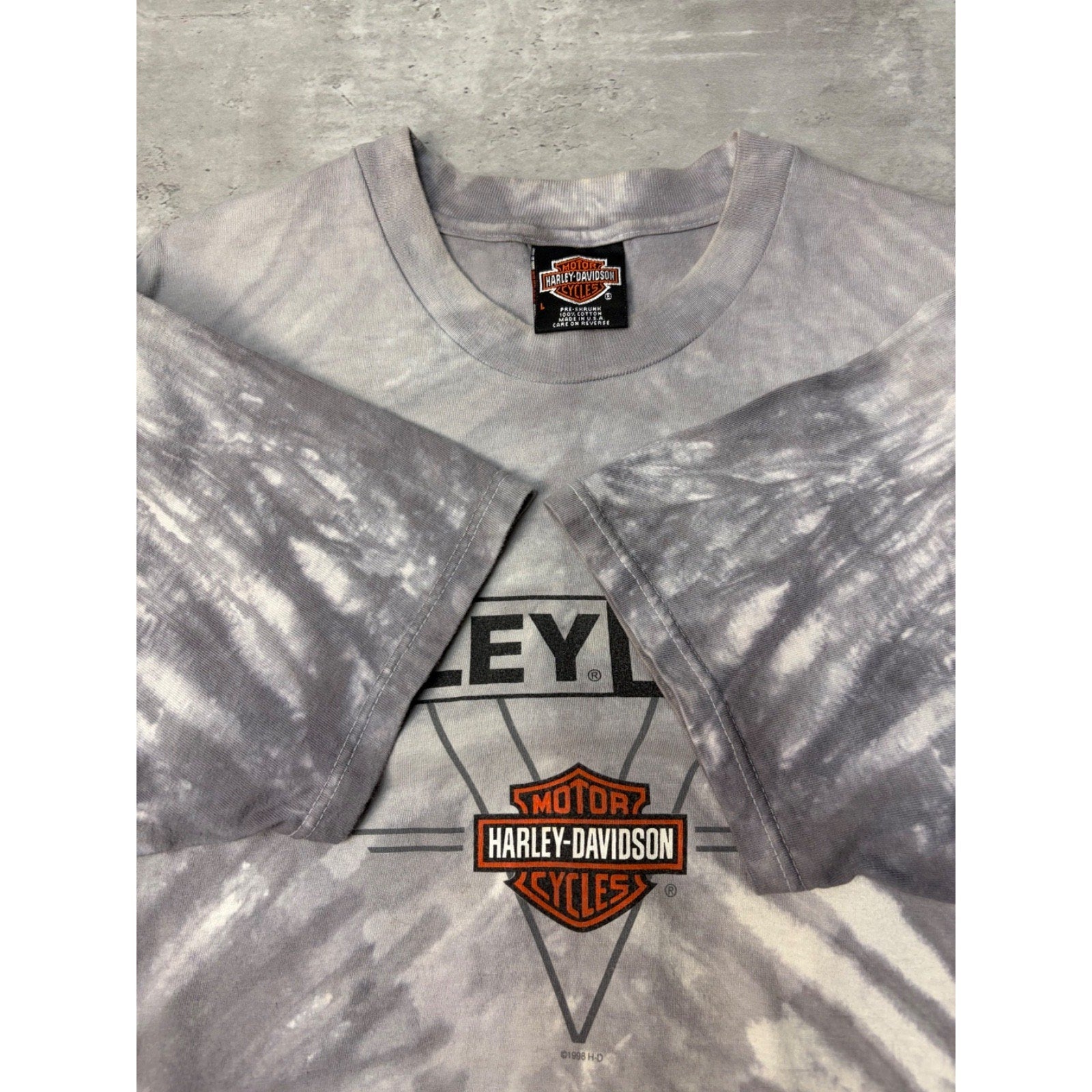 Vintage 1998 Harley Davidson Bald Eagle Graphic Tye Dye T-Shirt Size Large