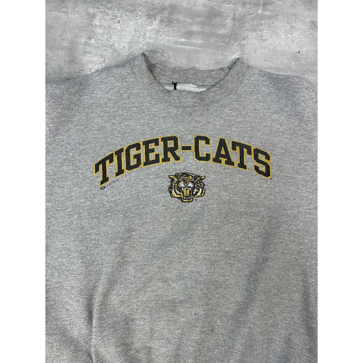 Vintage 90s Hamilton Tiger Cats CFL Graphic Spellout Football Sweatshirt Size XL