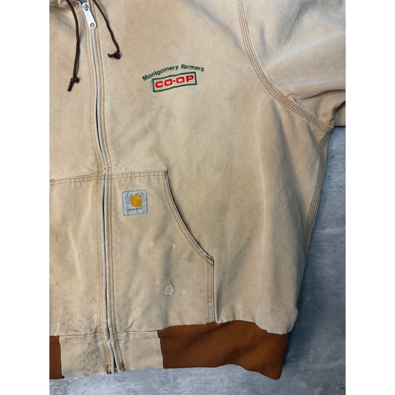 Vintage Carhartt Workwear Thermal Lined Hooded Bomber Jacket Sz 3XL J03 BRN