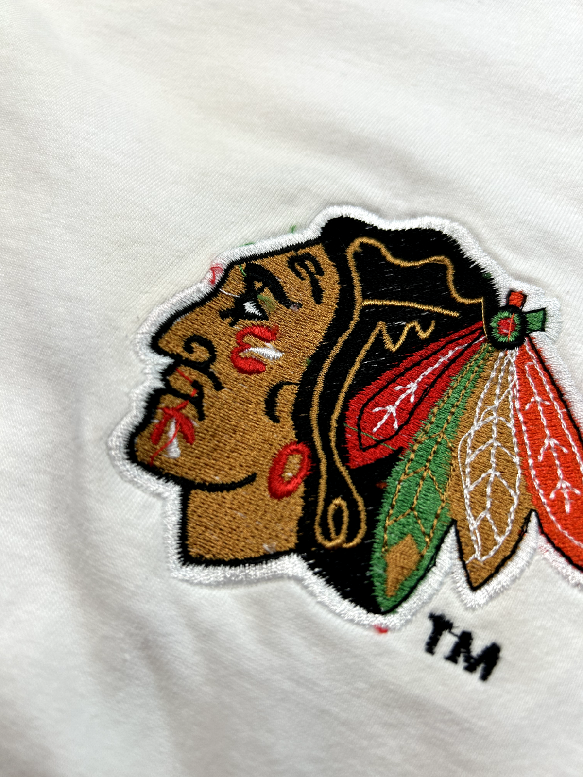 Vintage 90s Chicago Blackhawks NHL Embroidered Logo Rugby Shirt Size Large