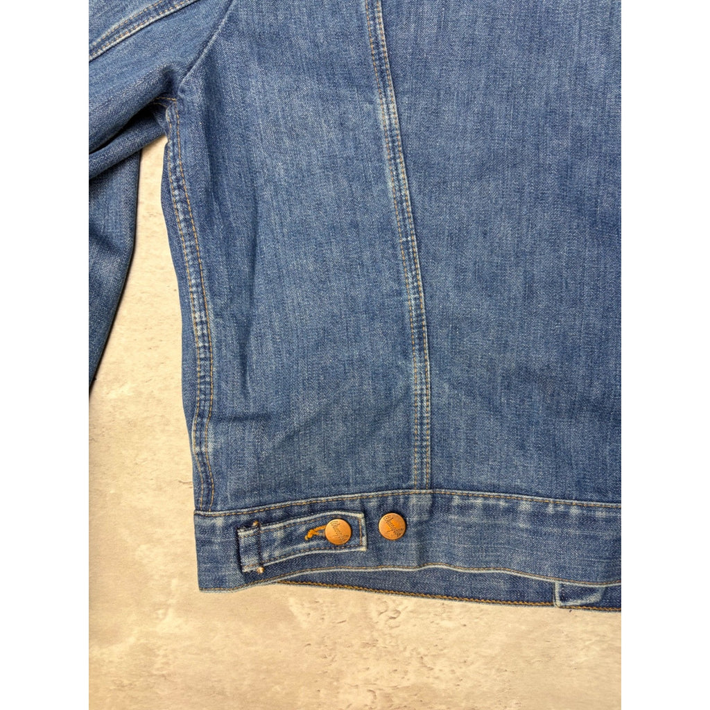 Vintage 1970s Wrangler Dark Wash Denim 4 Pocket Trucker Jacket Size Small