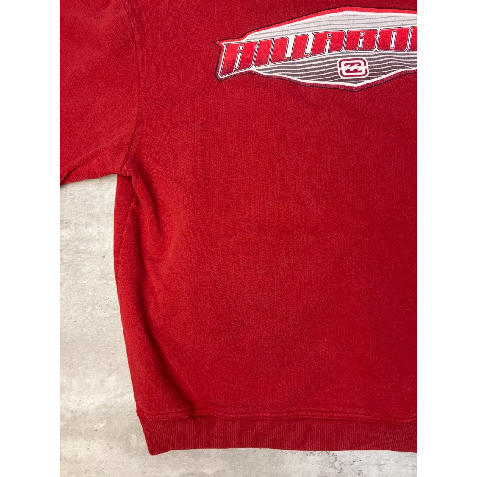 Vintage Y2K Billabong Middle Logo Pullover Hooded Red Sweatshirt Size Large