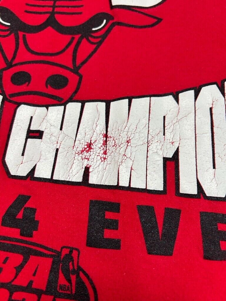 Vintage 1996 Chicago Bulls NBA Champions Spellout Logo T-Shirt Size 2XL