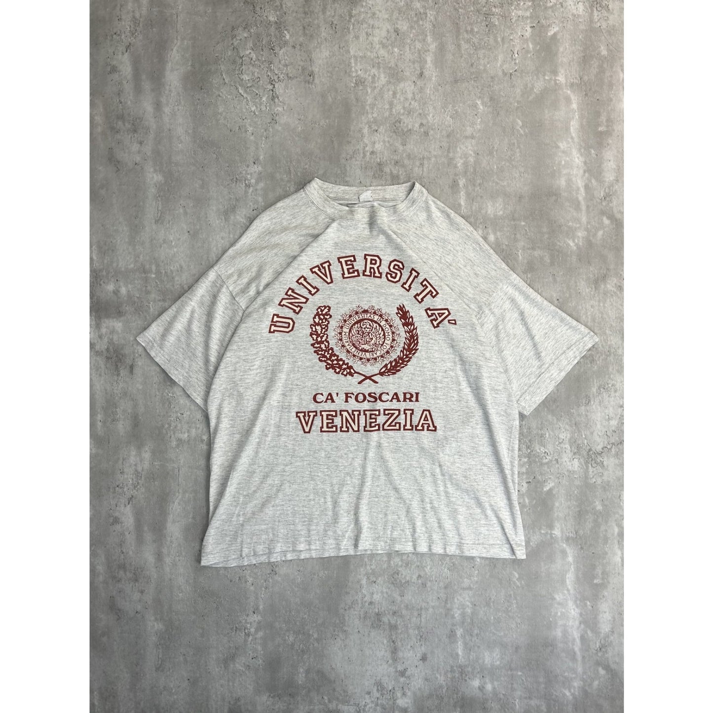 Vintage 90s Universita Venezia Collegiate Crest Graphic T-Shirt Size XL Gray