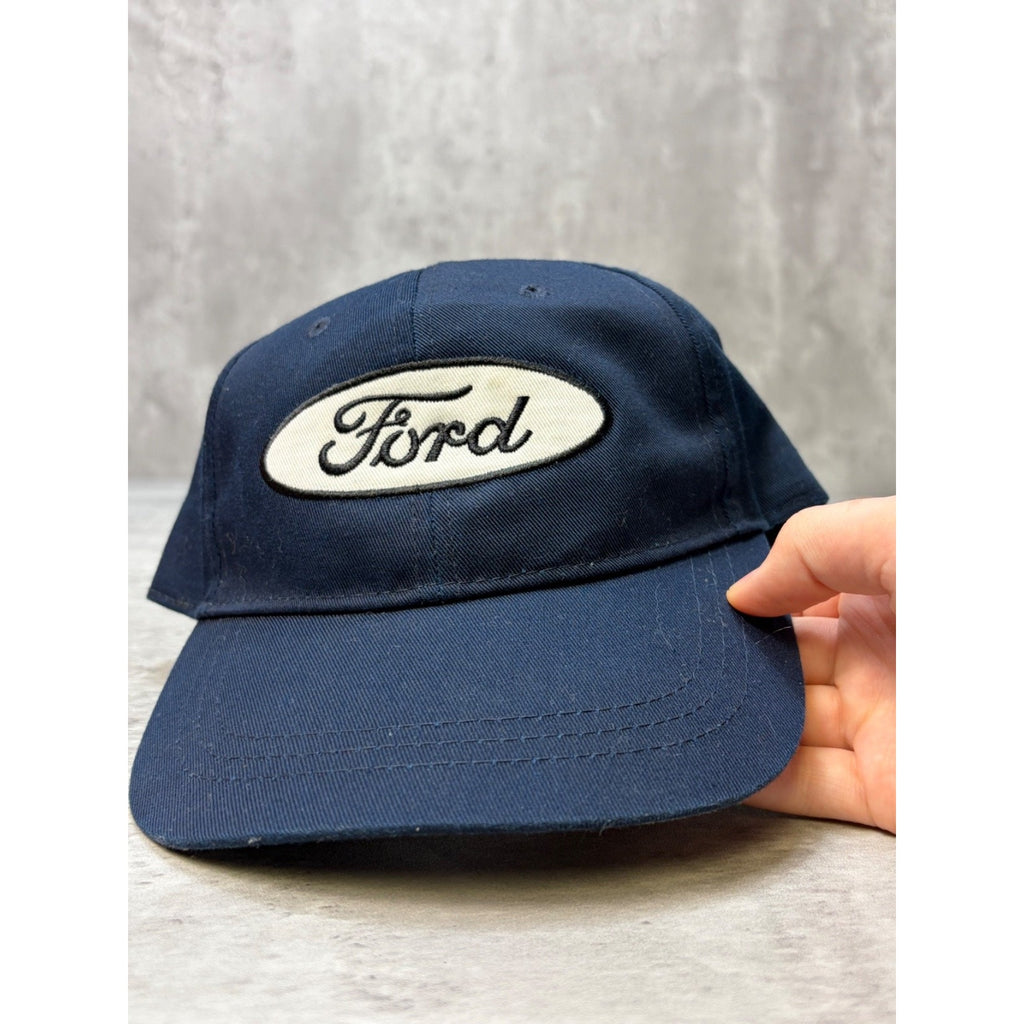 Vintage 90s Ford Embroidered Spellout Logo Patch Strapback Hat OSFA