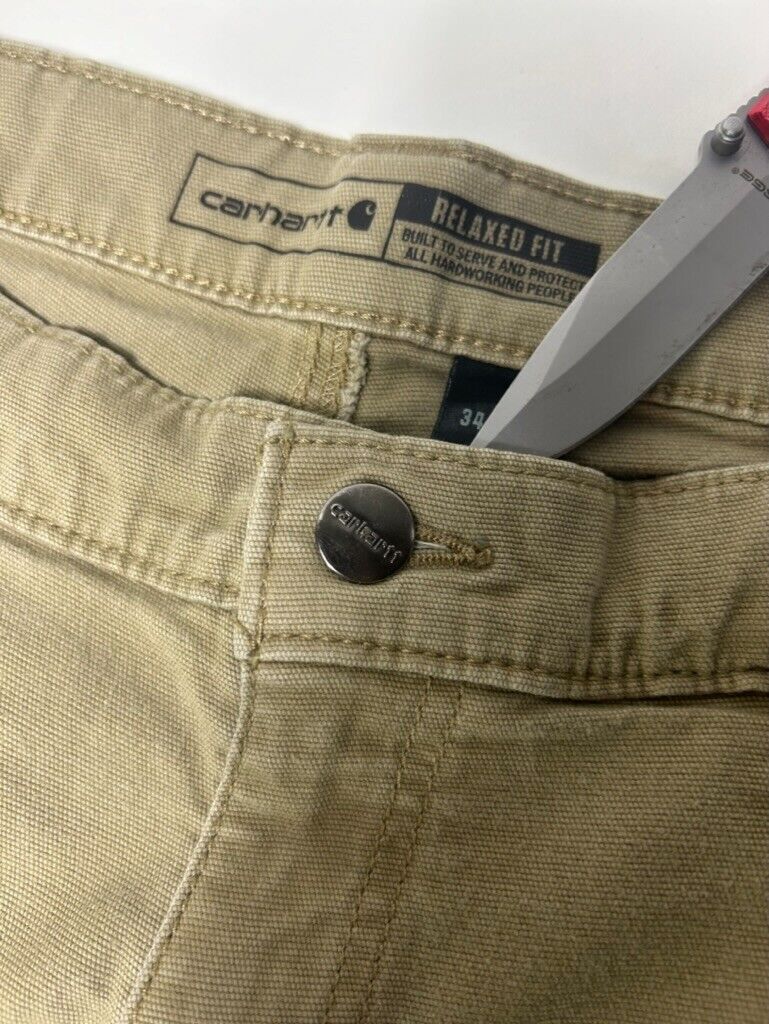 Carhartt Relaxed Fit Canvas Workwear Five Pocket Pants Size 34 Beige