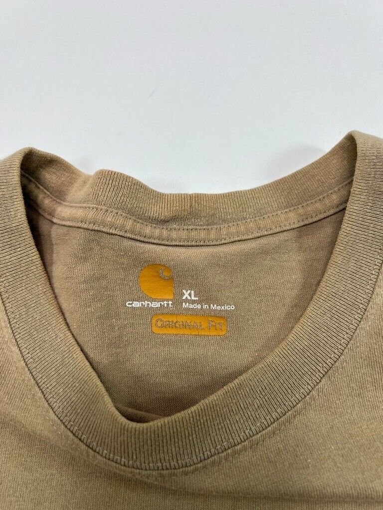 Carhartt Beige Embroidered Logo Pocket T-Shirt Size XL