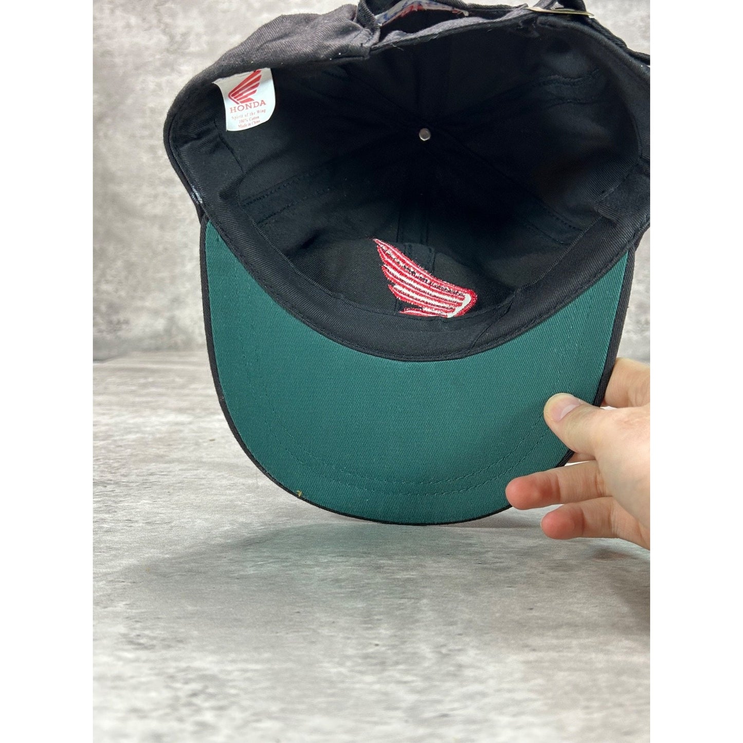 Vintage Honda HRC Embroidered Spellout Racing Strapback Hat OSFA Black
