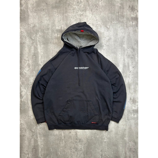 Vintage 90s Quiksilver Center Spellout Pullover Hooded Sweatshirt Size XL