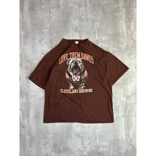 Vintage 90s Cleveland Browns NFL Love Them Dawgs Football T-Shirt Size Large