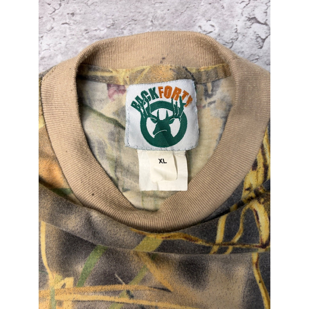 Vintage 90s Water Fowler Marsh Camo Hunting Long Sleeve T-Shirt Size XL