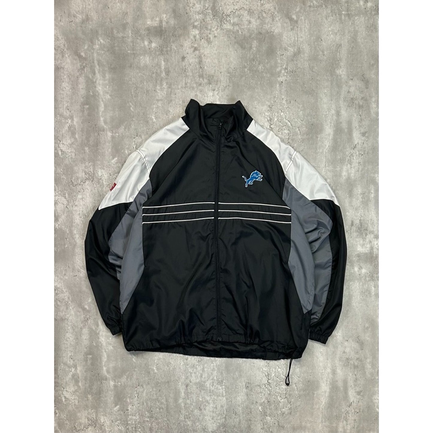 Vintage Detroit Lions NFL Embroidered Logo Nylon Windbreaker Jacket Size XL