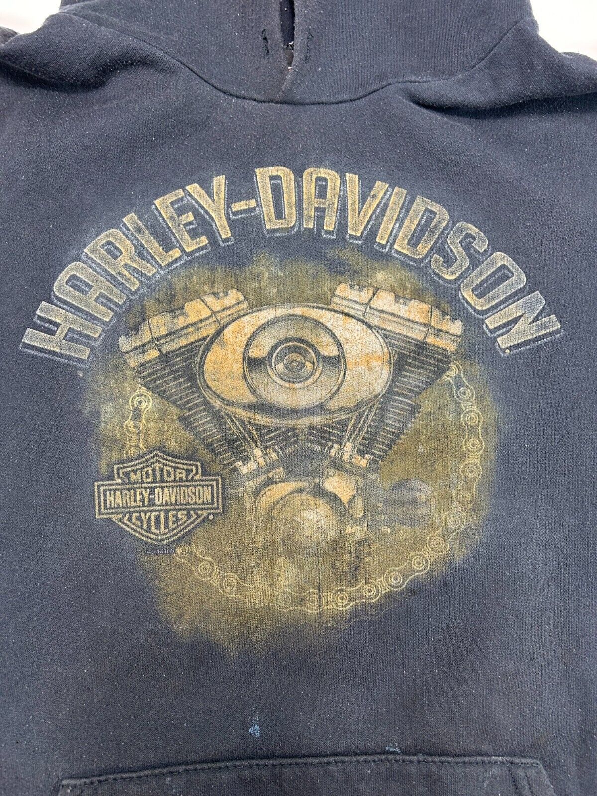 Harley Davidson Motorcycle Engine Graphic Hooded Sweatshirt Size 2XL