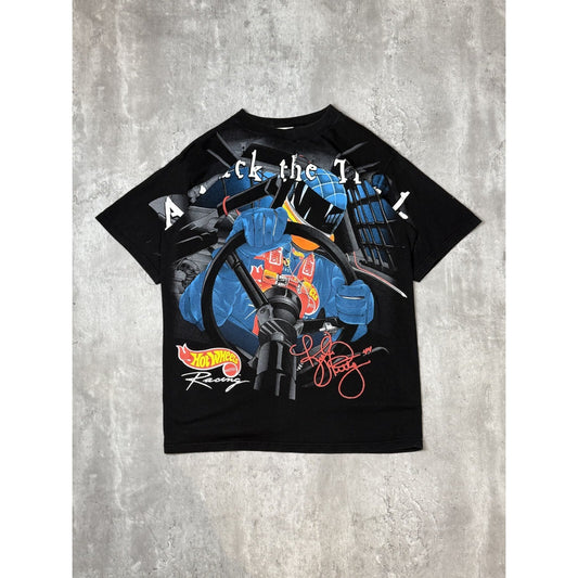 Vintage 1998 Kyle Petty Hot Wheels Racing Nascar All Over Print T-Shirt Sz Large
