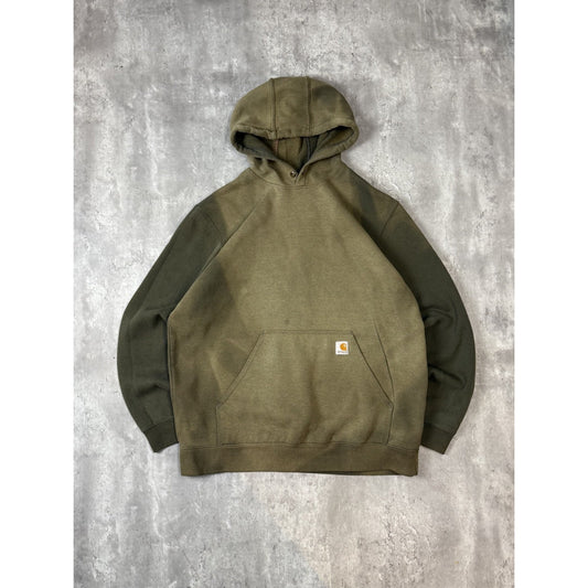 Vintage Carhartt Distressed Embroidered Patch Pullover Hooded Sweatshirt Size XL