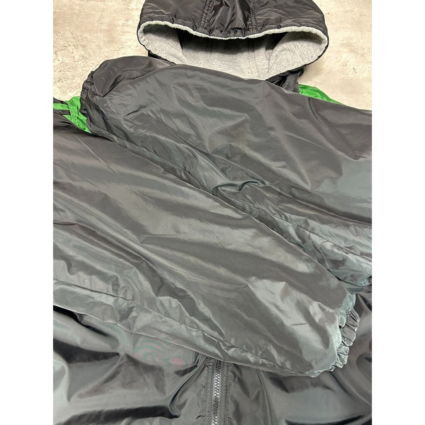 Vintage 90s Adidas Nylon Reversible Embroidered Logo Hooded Jacket Size XL