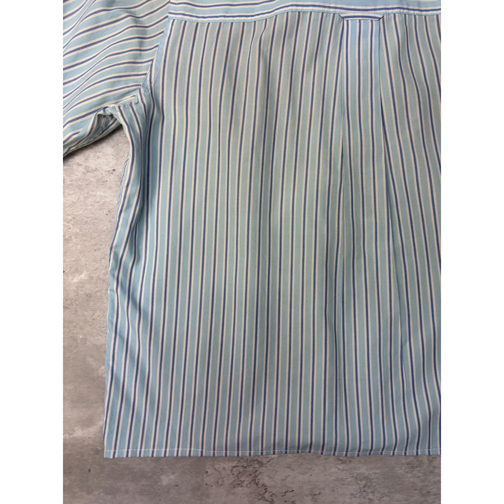 Vintage Chaps Single Pocket Striped Cropped Button Up Shirt Size Medium