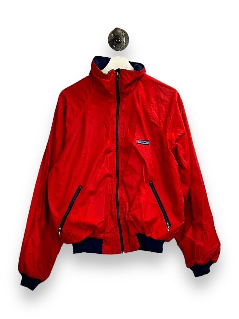 Vintage 90s Patagonia Fleece Lined Nylon Full Zip Bomber Jacket Size Medium Red