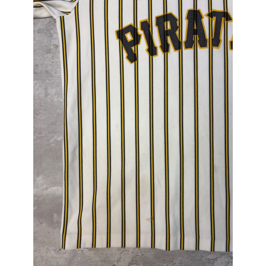 Vintage 80s Pittsburgh Pirates MLB Pinstripe Pullover Baseball Jersey Size Large