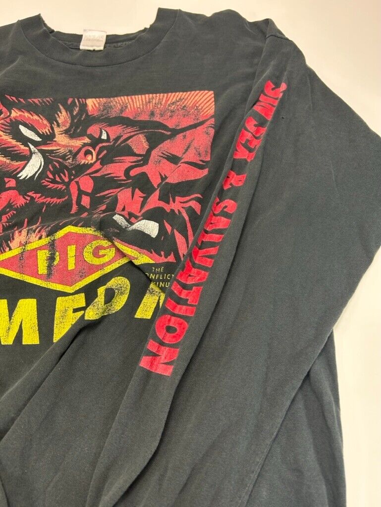 Vintage 90s KMFDM Pig Graphic Music Band Longsleeve T-Shirt Size XL