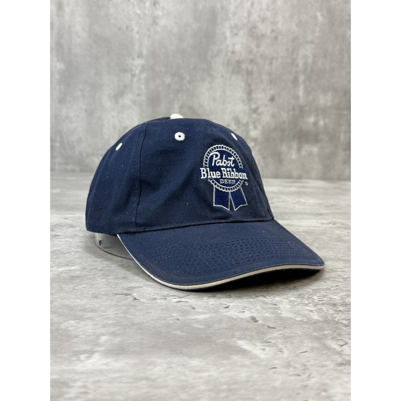 Vintage Pabst Blue Ribbon Embroidered Logo Beer Promo Strapback Hat OSFA