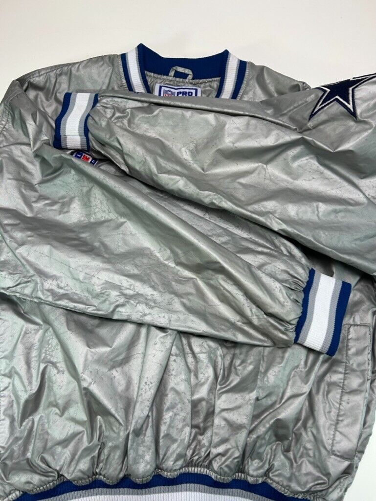 VTG 90s Dallas Cowboys NFL Nylon Pull Over Starter Windbreaker Jacket Size Large