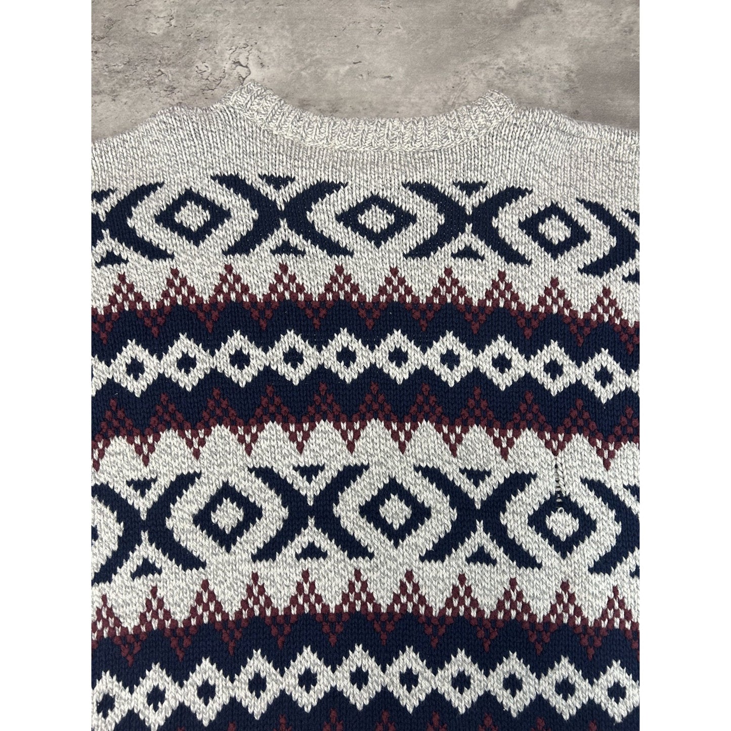 Vintage 80s Authentic Issue Geometric Striped Pullover Knit Sweater Size XL