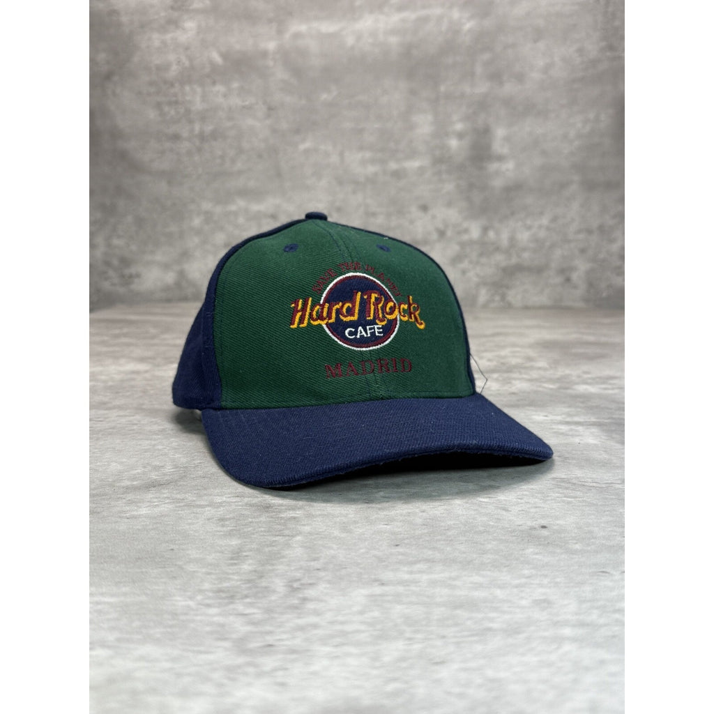 Vintage 90s Hard Rock Cafe Madrid Embroidered Logo Snapback Hat OSFA