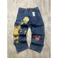 Vintage Y2K Pepe Jeans Big Football Graphic Medium Wash Denim Pants Size 38x33