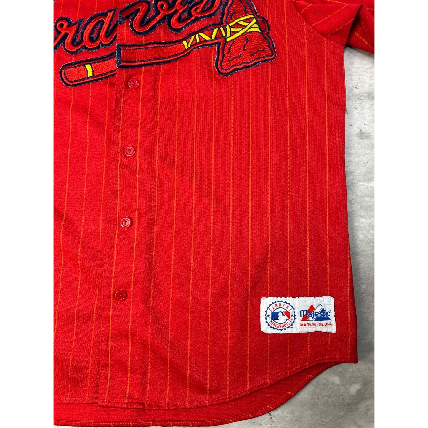 Vintage Atlanta Braves MLB Pinstripe Stitched Baseball Jersey Size Large
