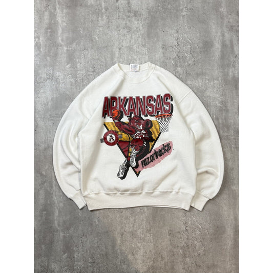 Vintage 90s Arkansas Razorbacks NCAA Basketball Graphic Sweatshirt Size Large