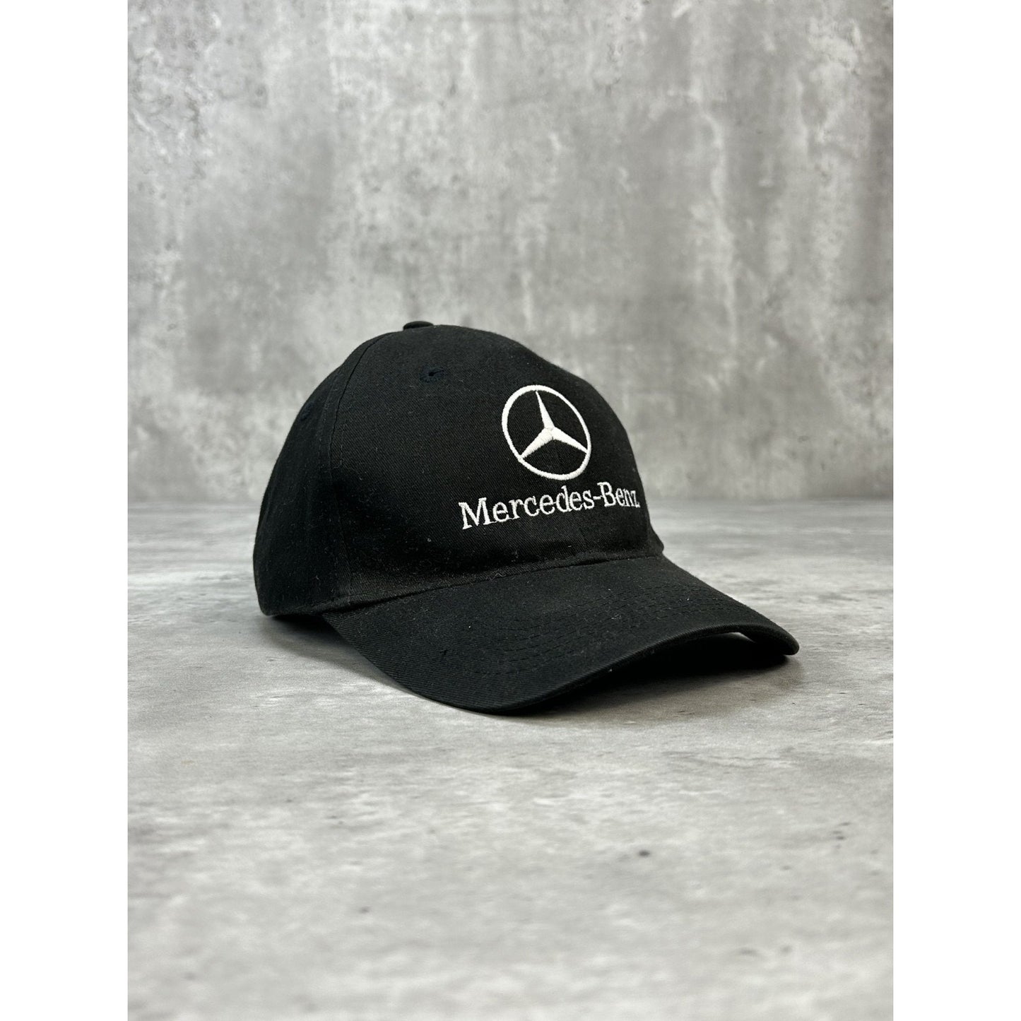 Vintage Mercedes Benz Embroidered Logo Car Strapback Hat OSFA Black