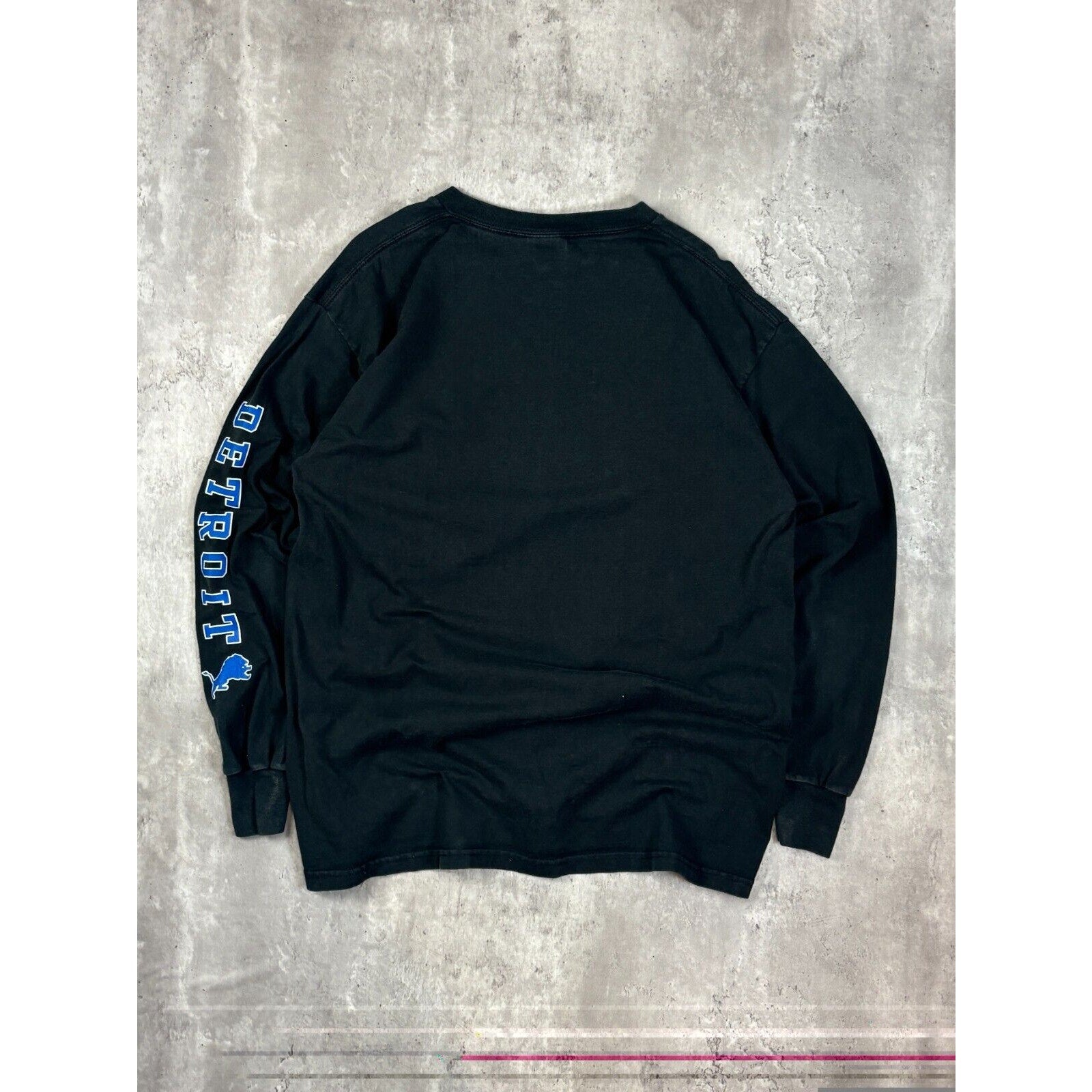 Detroit Lions NFL Spell Out Longsleeve T-Shirt Size XL Black