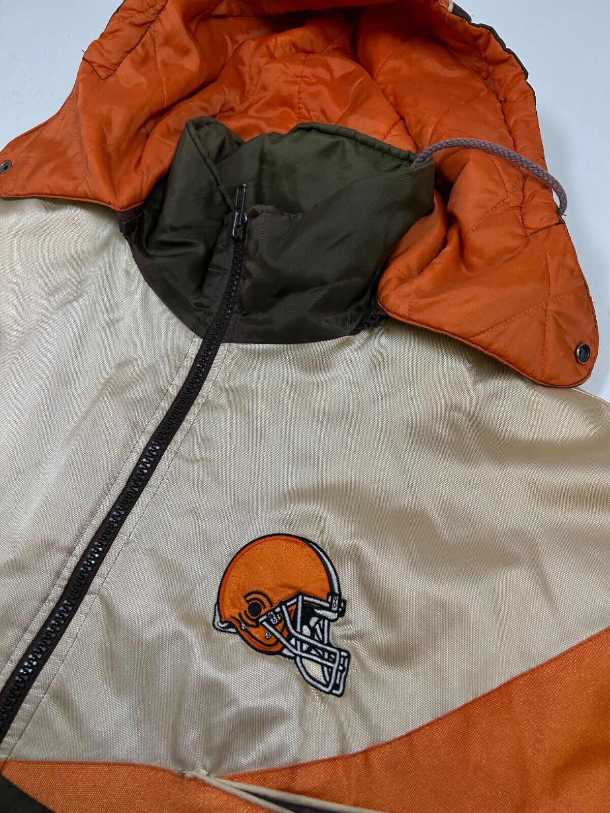 Vintage 90s Cleveland Browns Insulated NFL Pro Player Jacket Size Large