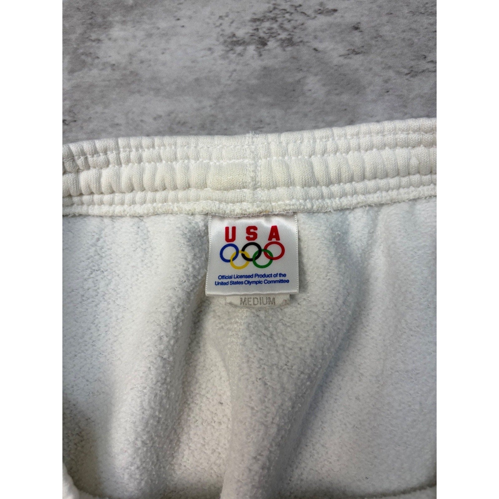 Vintage 90s USA Olympics Tonal Embroidered Logo White Sweat Pants Size Medium