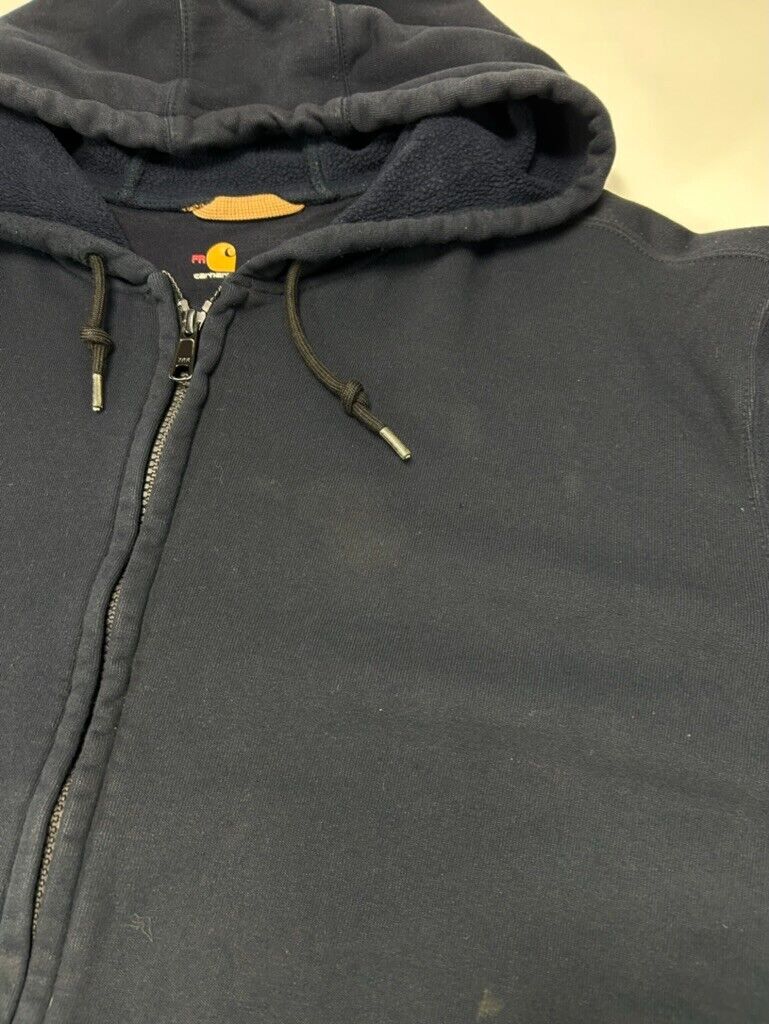 Carhartt FR CAT2 Full Zip Hooded Workwear Sweatshirt Size 2XL Blue