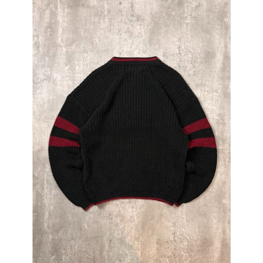 Vintage 90s Striped Sleeve Pullover Ribbed Knit Sweater Size Medium