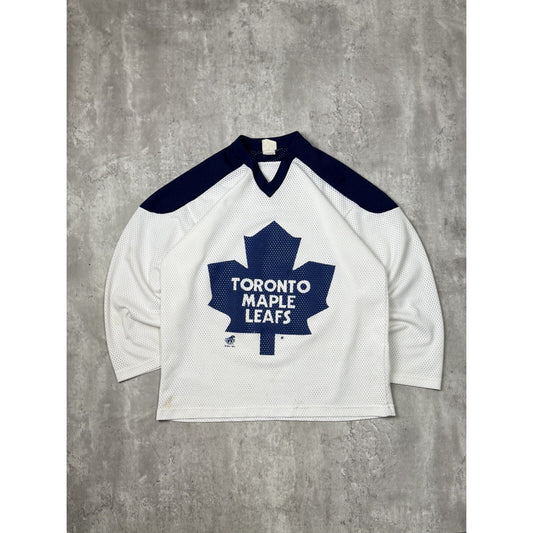 Vintage 90s Toronto Maple Leafs NHL Graphic Hockey Jersey Size Medium White