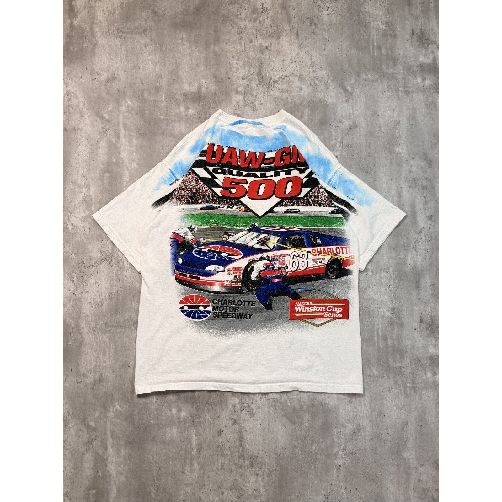 Vintage 1997 Nascar Winston Cup UAW-GM 500 All Over Print T-Shirt Size XL
