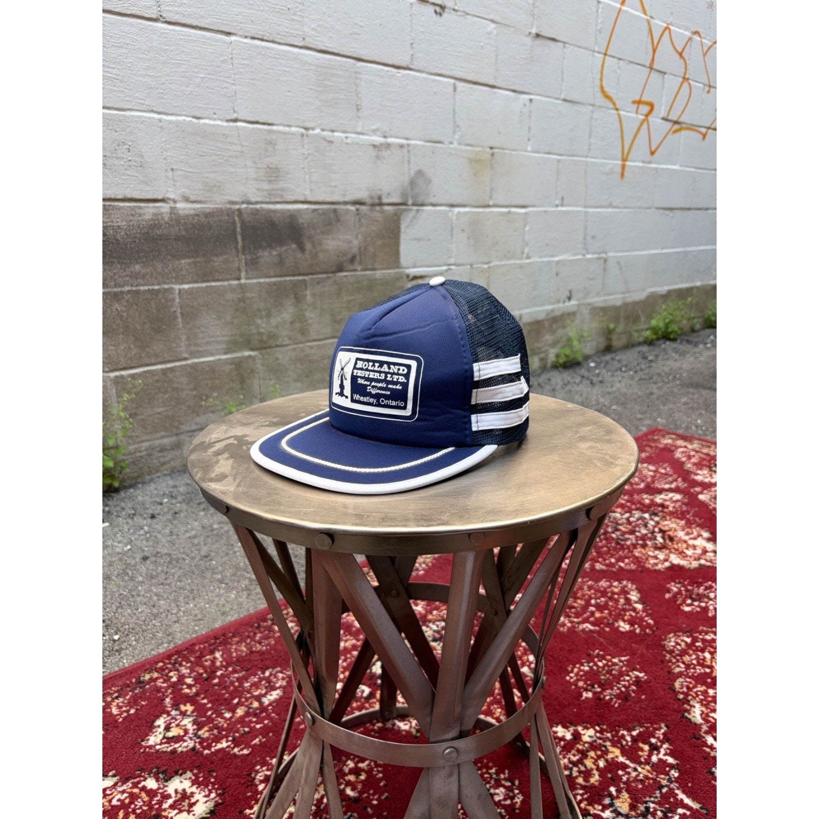 Vintage 80s/90s Holland Testers Wheatley Three Stripe Trucker Snapback Hat OSFA