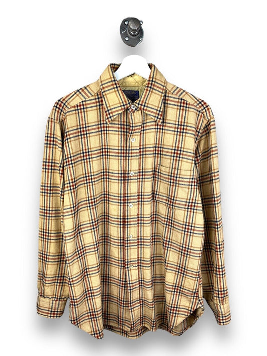 Vintage 90s Pendleton Plaid Long Sleeve Button Up Shirt Size Large Made USA