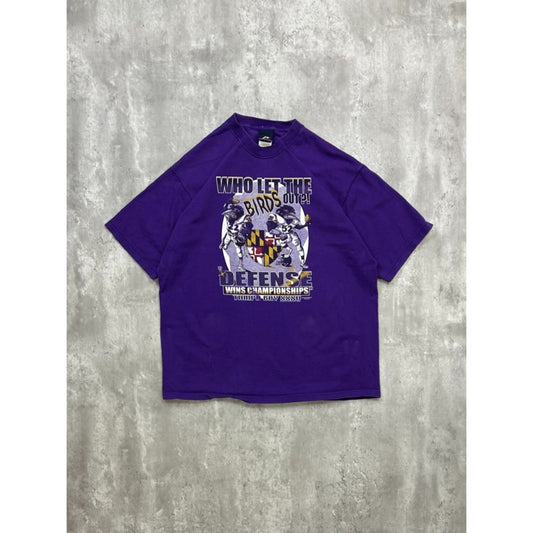 Vintage Baltimore Ravens NFL Who Lets The Birds Out T-Shirt Size XL