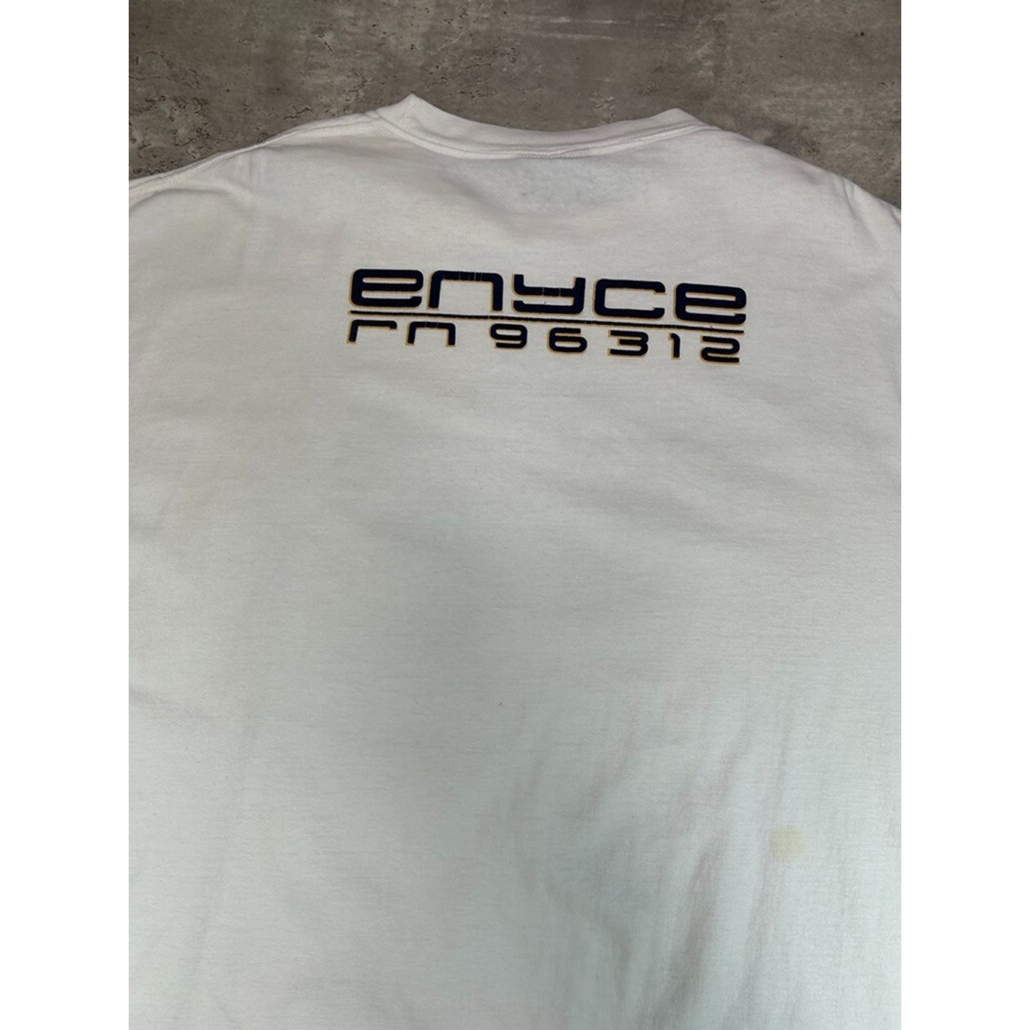 Vintage Y2K Enyce RN96312 Spellout Graphic Long Sleeve T-Shirt Size XXL White