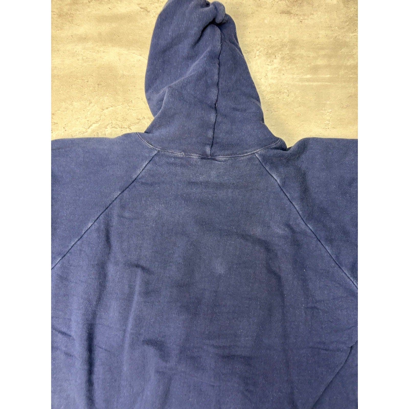 Vintage 1980s Thermal Lined Blank Full Zip Hooded Navy Sweatshirt Size XL
