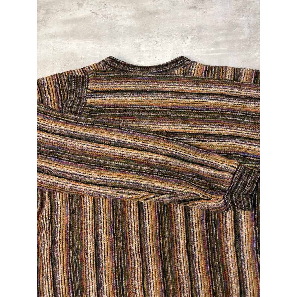 Vintage 90s Tundra 3D Knit Earth Tone Pullover Ribbed Sweater Size Large
