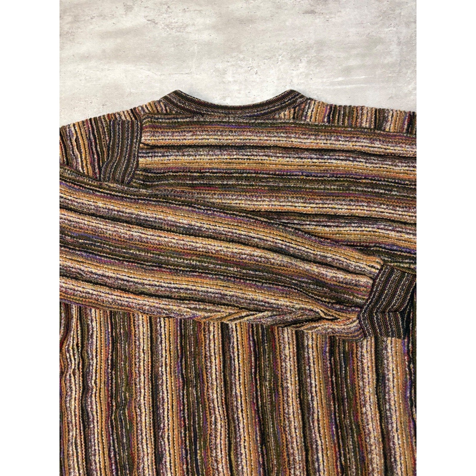 Vintage 90s Tundra 3D Knit Earth Tone Pullover Ribbed Sweater Size Large